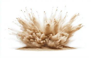 An explosion isolated on a white background, PNG file with a transparent background for post-effects, hyper-realistic, hyper-detailed, 3D render, no shadow.