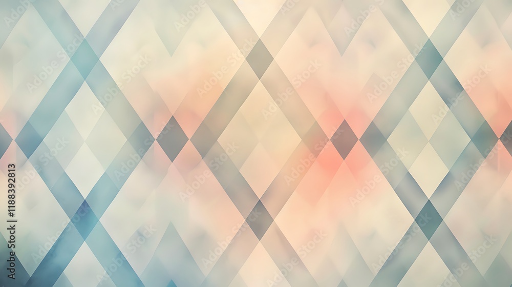 Poster a minimalistic abstract background with a repeating pattern of diamond shapes in soft pastel tones, 