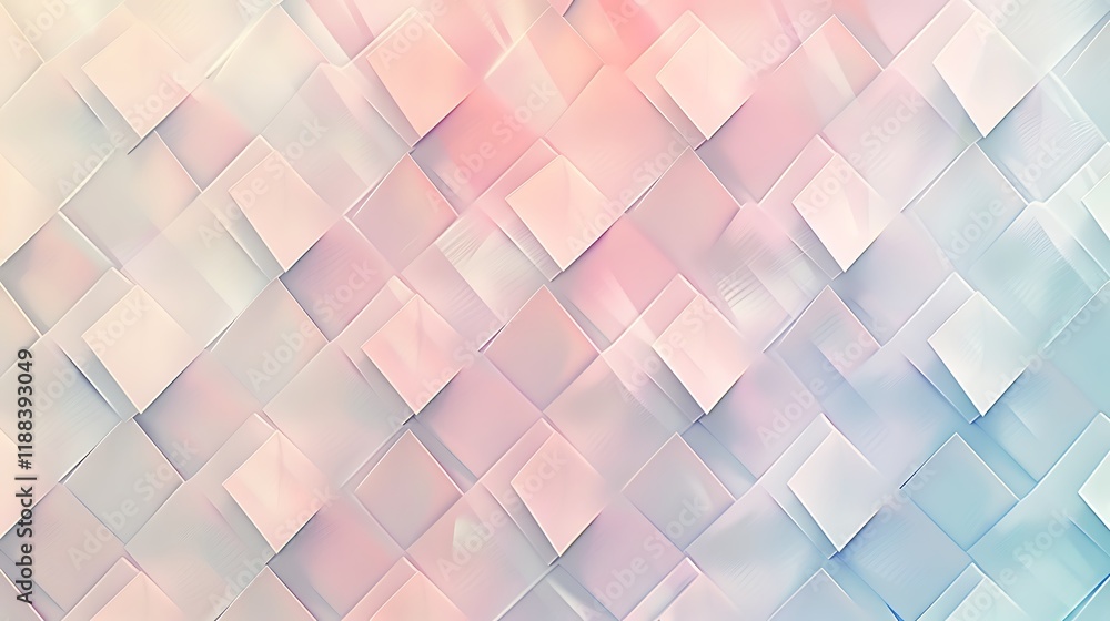 Poster a minimalistic abstract background with a repeating pattern of diamond shapes in soft pastel tones, 