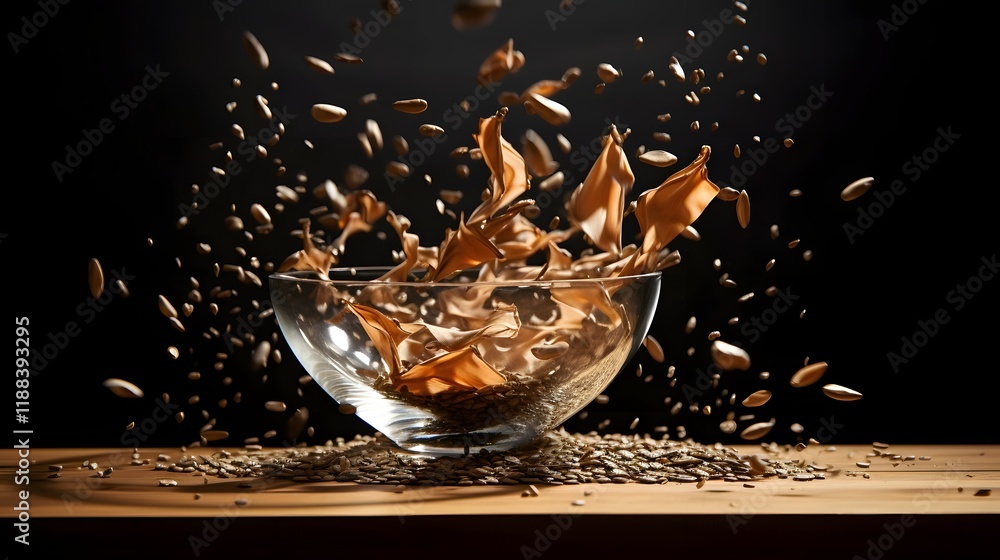 Aufkleber captivating slow motion shot of various grains such as wheat barley and oats gently cascading into a