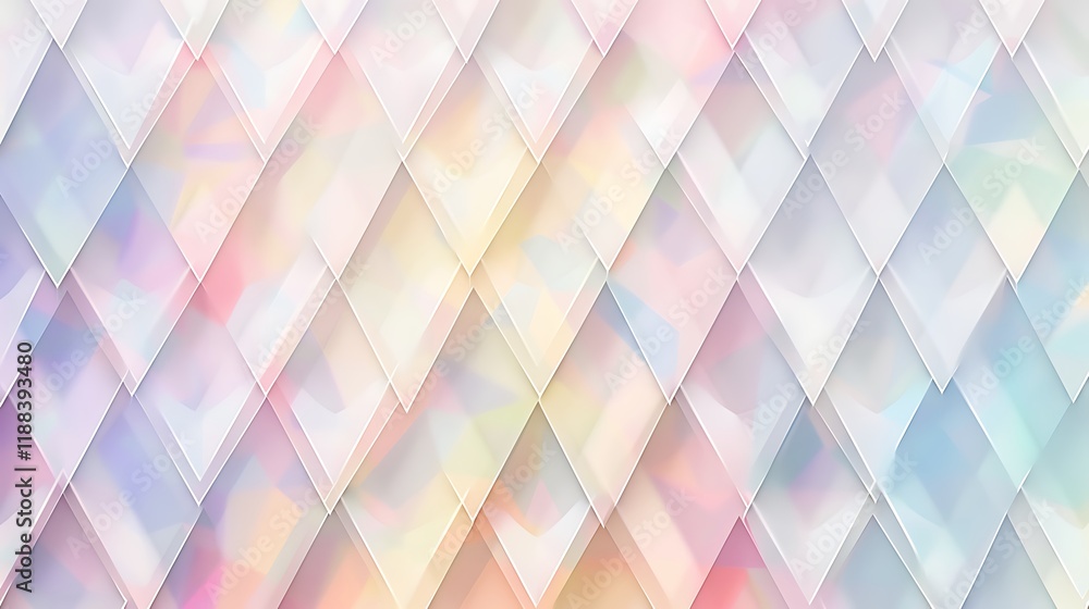 Poster a minimalistic abstract background with a repeating pattern of diamond shapes in soft pastel tones, 