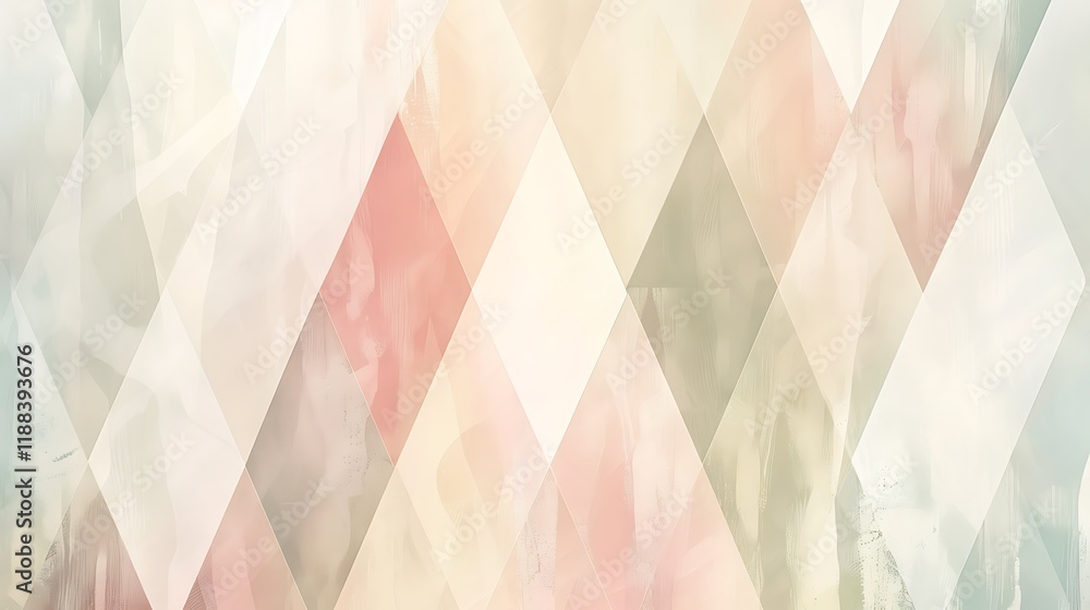 Poster a minimalistic abstract background with a repeating pattern of diamond shapes in soft pastel tones, 