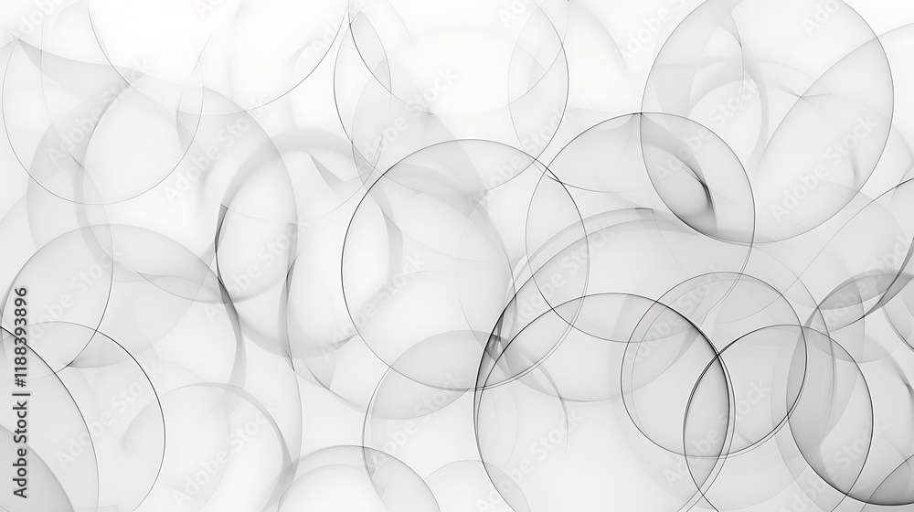 Poster a minimalistic background with a grid of interconnected circles in varying sizes and shades of grey,