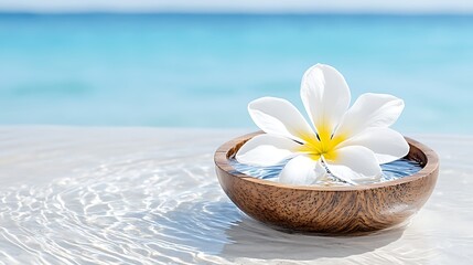 Serene Beach Spa  Plumeria Flower in Water Bowl