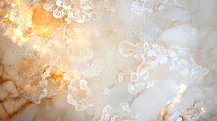 Elegant lace patterns on soft glowing background create delicate ambiance. This illustration combines intricate designs with warm tones
