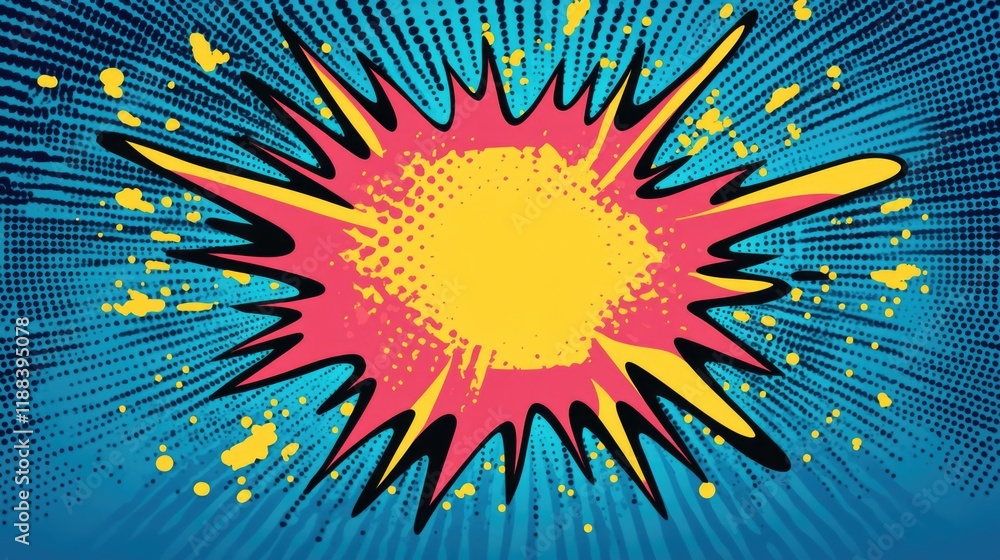 Poster colorful pop art explosion with dynamic burst effect