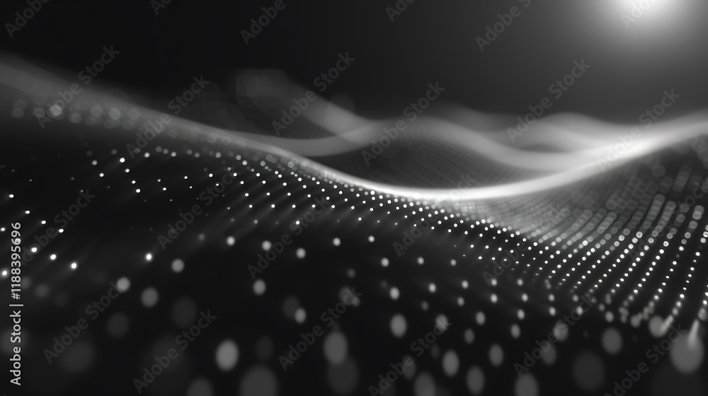 Poster a sleek and minimalistic background featuring a grid of dots and lines forming geometric patterns in