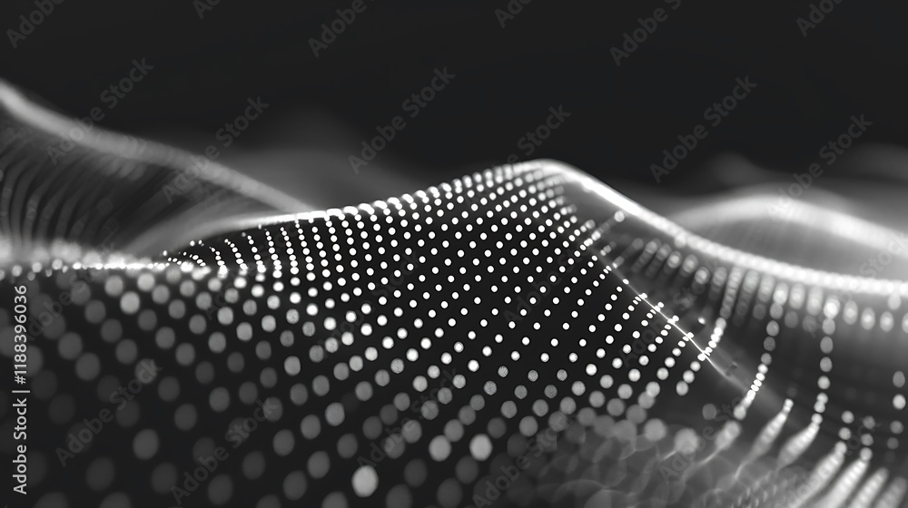 Poster a sleek and minimalistic background featuring a grid of dots and lines forming geometric patterns in