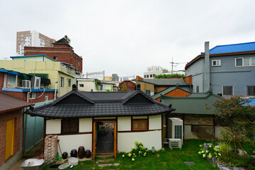 Beautiful traditional Korean wooden architecture, showcasing the elegance of Hanok style buildings.