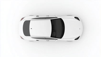 White car isolated on a white background, top view. High-quality photo with high detail and sharpness. Isolated over a white or clean, transparent background for design elements