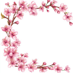 Fototapeta premium pink cherry blossom border
