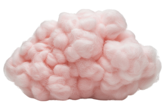 Fluffy pink cloud resembling cotton candy, whimsical and soft in appearance