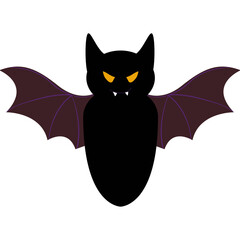 Halloween cat with bat icon illustration