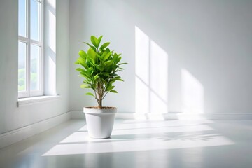 Serene houseplant photography: AI-created images highlight minimalist green room décor and interior plant styling.