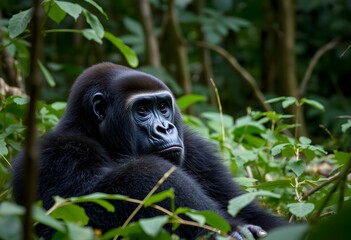 Naklejka premium A view of a Gorilla in the forest