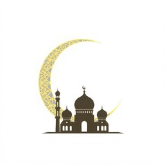 Elegant Crescent Moon and Mosque Silhouette Islamic Design Ramadan Eid