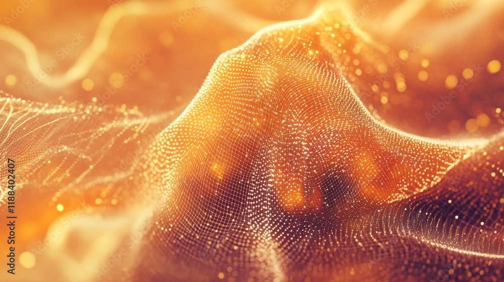 Poster futuristic abstract 3d rendering featuring digital dots and lines in a complex geometric connection 