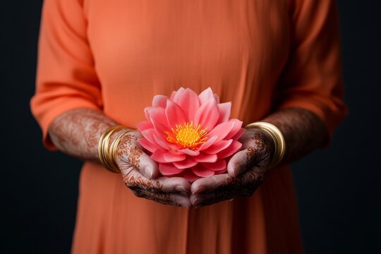 Nari Dibas Celebrating Tradition and Wisdom with Lotus Symbolism - Suitable for Diwali and Mothers Day