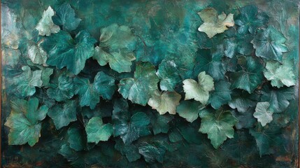 Green Ivy Leaves Create Natural Texture for Wall or Background Design