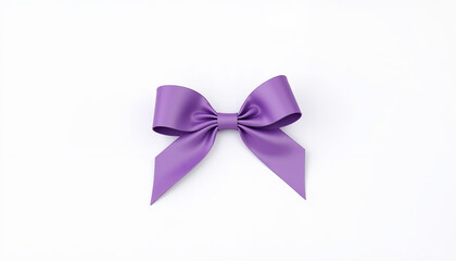 Fototapeta premium Purple ribbon bow on white background