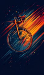 Fototapeta premium Abstract road bike in motion, vibrant color streaks.