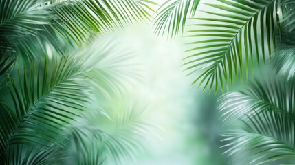 Lush Green Palm Leaves Creating a Natural Background Scene