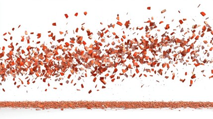 Obraz premium Vibrant Red and Orange Particles in Motion Against White Background