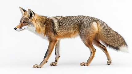 Obraz premium Swift fox walking, studio shot, white background, wildlife.