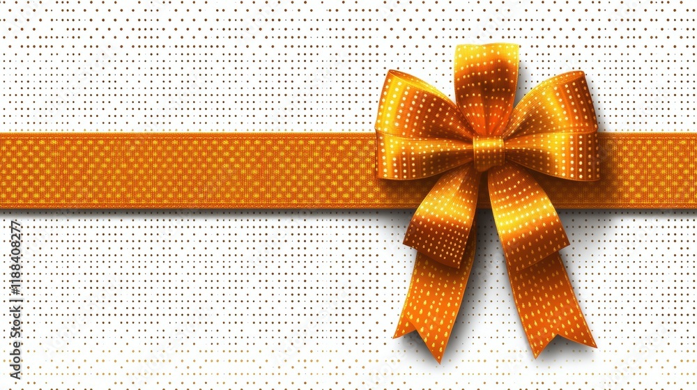 Wall mural Bright Orange Bow with Ribbon on White Background for Decoration