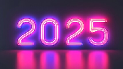 Bright Neon Number Display for Year 2025 in Vibrant Colors