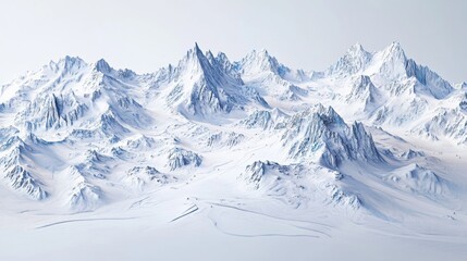 Obraz premium Majestic Snowy Mountain Range Under Clear Sky in Winter Landscape