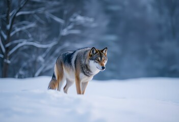 Obraz premium A view of a Wolf in the Forest