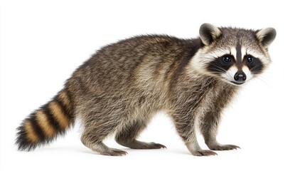 Fototapeta premium Cute and Curious Raccoon with Bright Eyes Looking Towards Camera