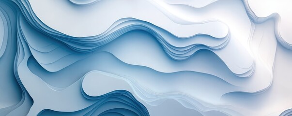 Fototapeta premium Abstract blue and white gradient waves