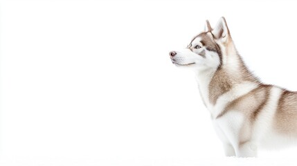 Fototapeta premium Beautiful Siberian Husky Standing Gracefully Against White Background