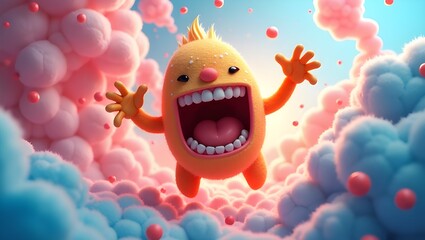 An egg shaped human monster cartoon character