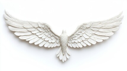 Obraz premium White Sculpture of Bird Wings Spread Open Against a Light Background