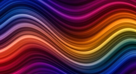 Abstract Rainbow Wave: A vibrant and mesmerizing abstract background featuring smooth, flowing waves in a spectrum of rainbow colors, creating a dynamic and visually captivating display of energy.  