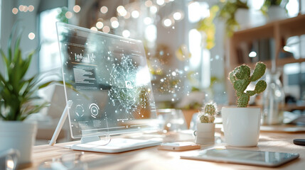 Innovative ai-generated corporate office meeting minimalist decor modern workspace bright environment