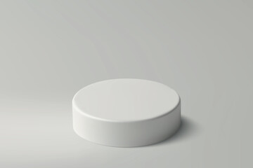 White cylinder on a gray gradient background, casting a soft shadow.