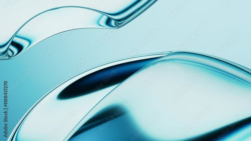 Poster abstract blue gradient glass background with smooth transitions of color, 3d rendering.