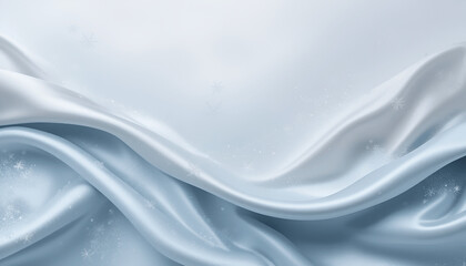 Fototapeta premium Light silver silk fabric texture with soft flowing folds and smooth shine.