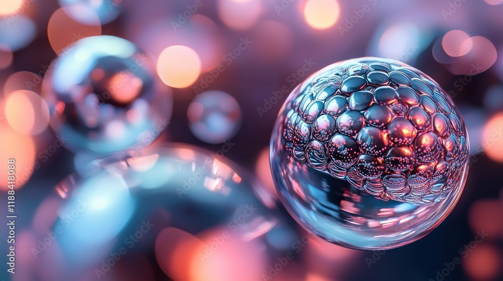 Aufkleber abstract sphere with metallic texture and bokeh background