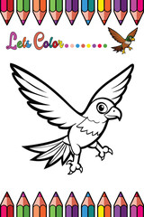 Adorable Hawk Coloring Page for Kids - Fun and Printable Cartoon Bird Outline for Creative Learning