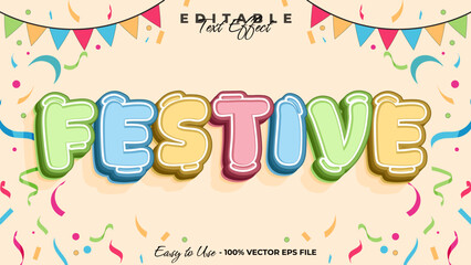Festive editable text style effect, celebration 3D text style theme.