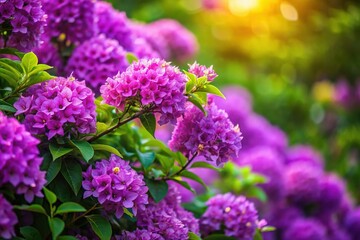 Obraz premium Vibrant Purple Bush Close-Up: Lush Garden Flowers