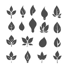 Set icon logo Nature Bulb leaf design mascot lamp idea