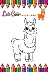 Adorable Llama Coloring Page for Kids - Fun and Printable Cartoon Animal Outline for Creative Learning