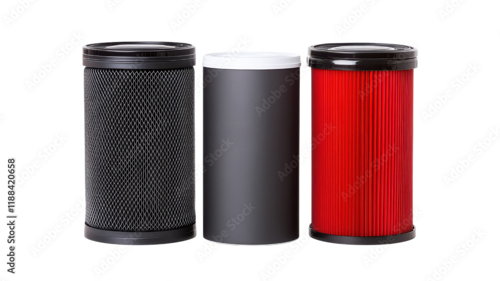 Aufkleber three distinct types of air filters on a transparent background