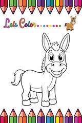 Adorable Mule Coloring Page for Kids - Fun and Printable Cartoon Animal Outline for Creative Learning